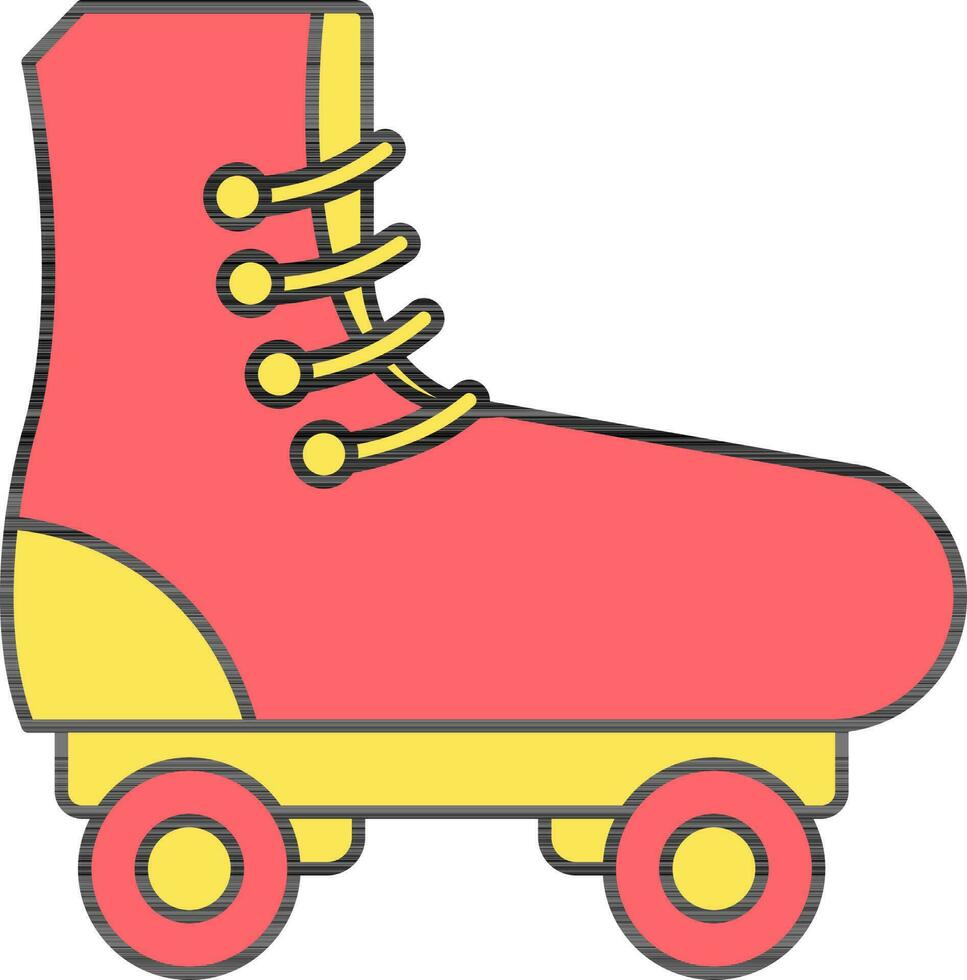 Roller Skate Icon In Red And Yellow Color. vector