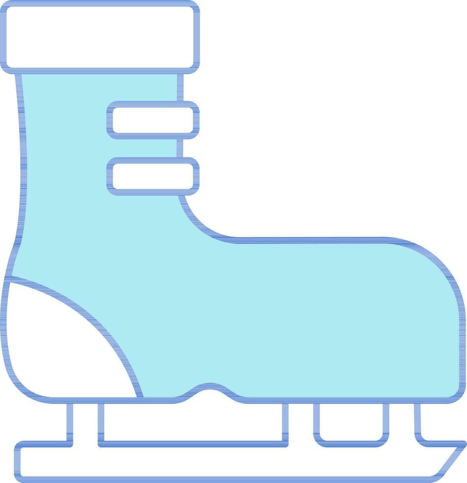 Blue And White Color Ice Skate Icon In Flat Style. vector