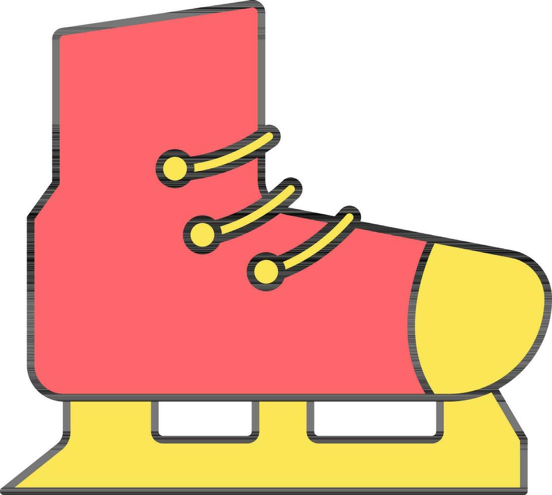 Illustration of Ice Skate Icon In Red And Yellow Color. vector