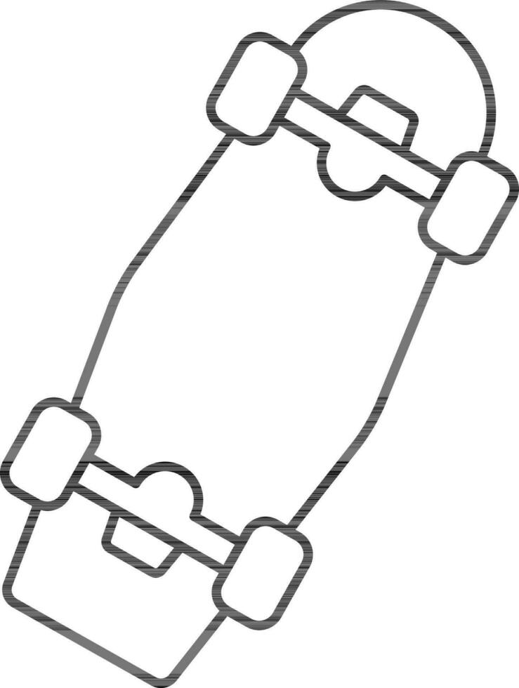 Skateboard Icon In Black Outline. vector