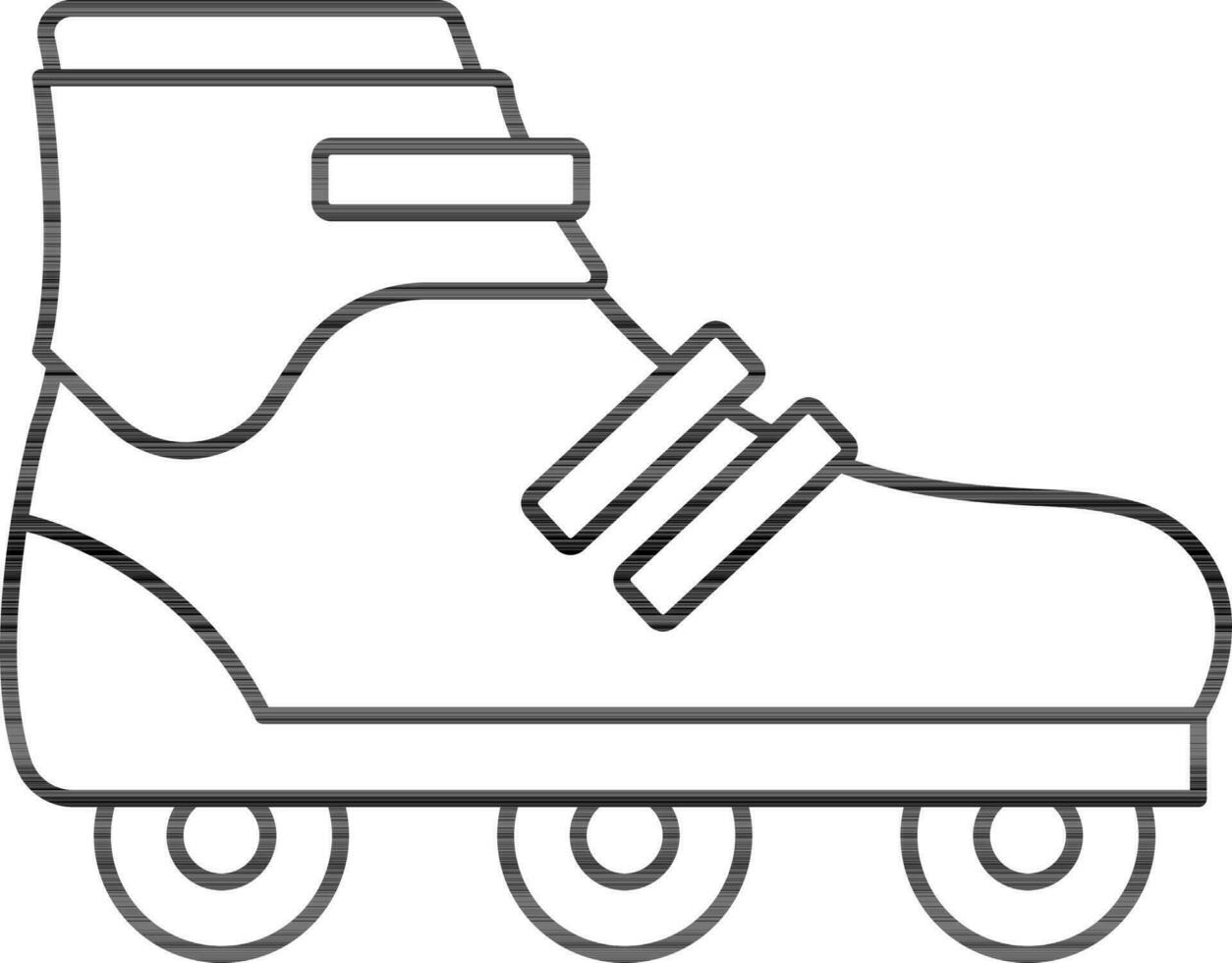 Isolated Roller Skate Icon In Black Line Art. vector