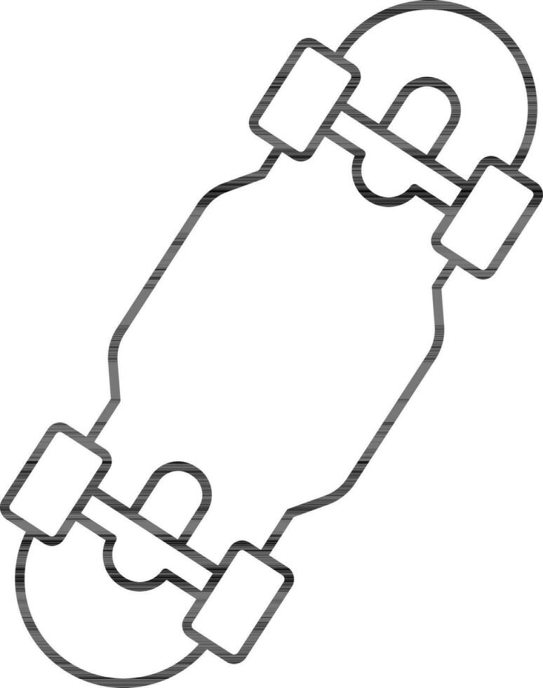 Flat Style Skateboard Icon In Thin Line Art. vector