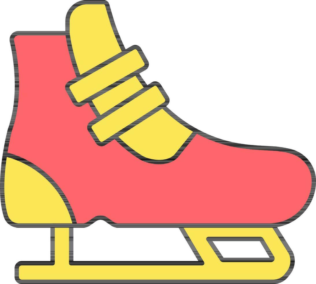 Flat Style Ice Skate Icon In Red And Yellow Color. vector