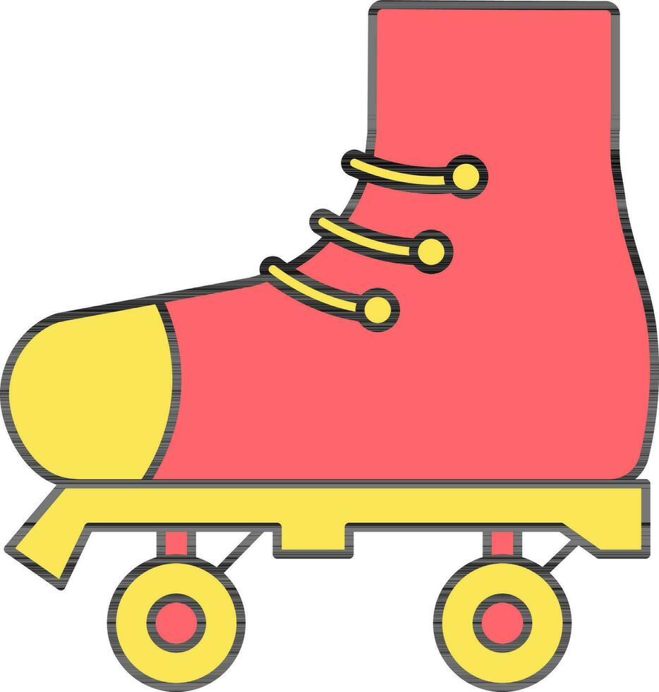 Roller Skate Icon In Red And Yellow Color. vector