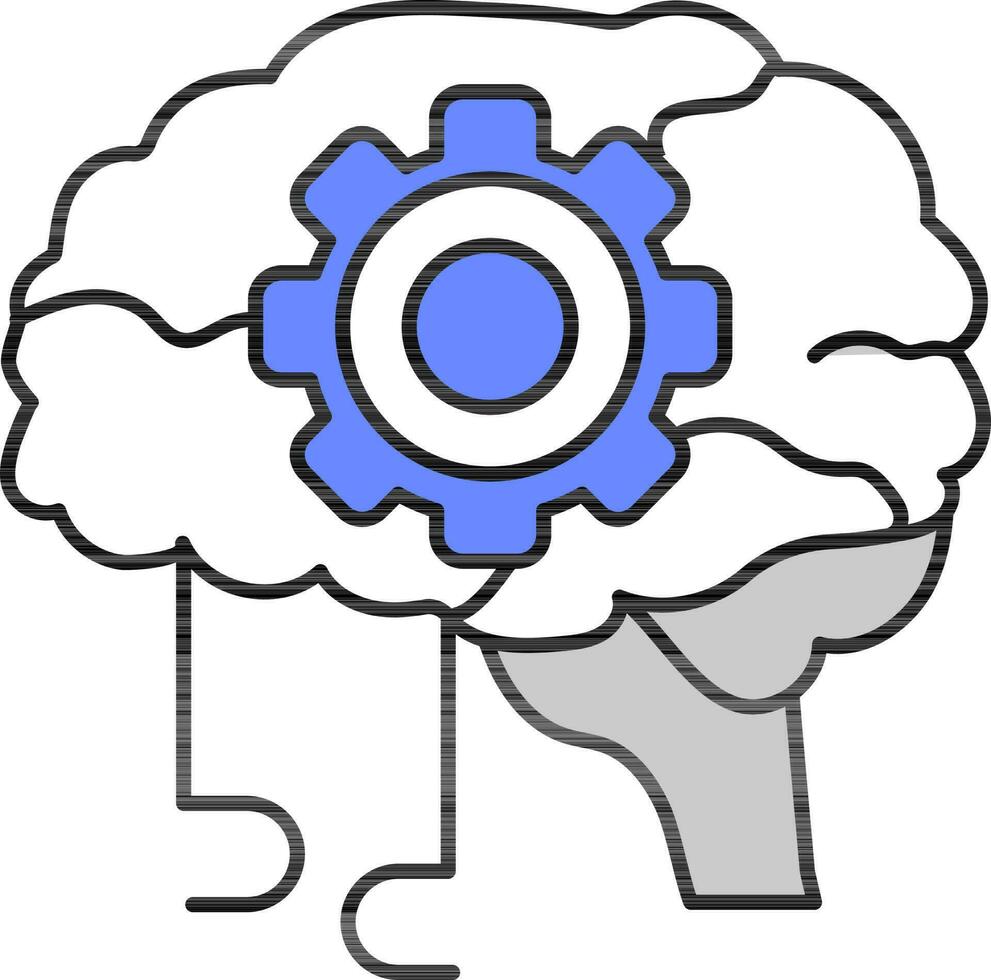 Blue And White Brain Setting Flat Icon Or Symbol. vector