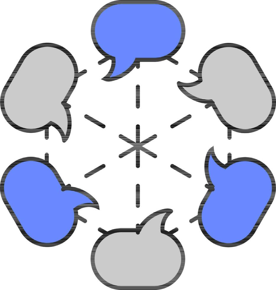 circulo infografía burbuja o mensaje enlace gris y azul icono. vector