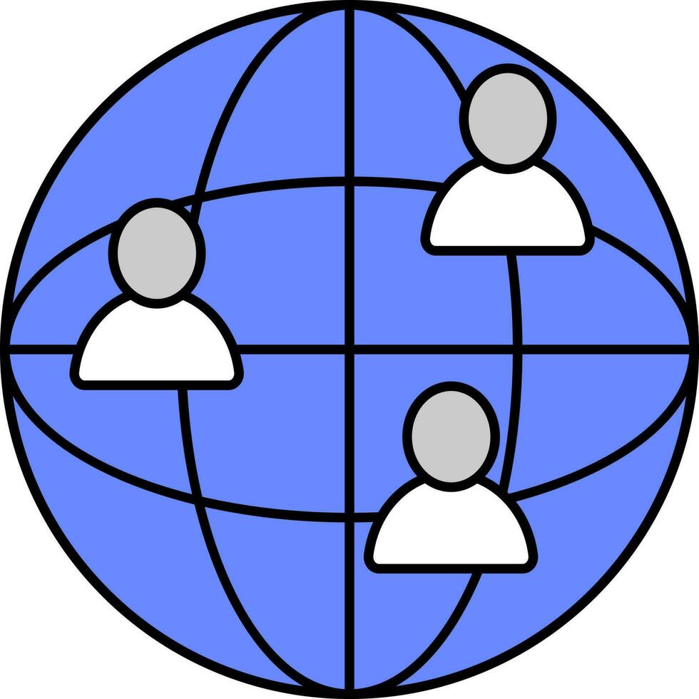 User Global Connection Icon In Blue And White Color. vector