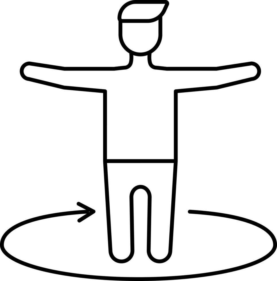 Stroke Style Illustration Of Person Standing In Circle Icon. vector