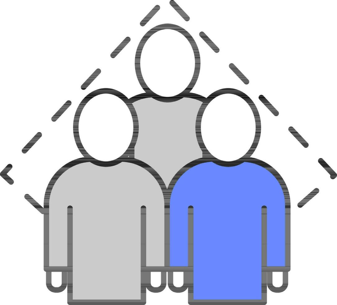 plano estilo personas o grupo gris y azul icono. vector