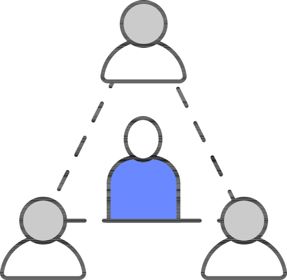 User Networking Or Connection Grey And Blue Icon. vector