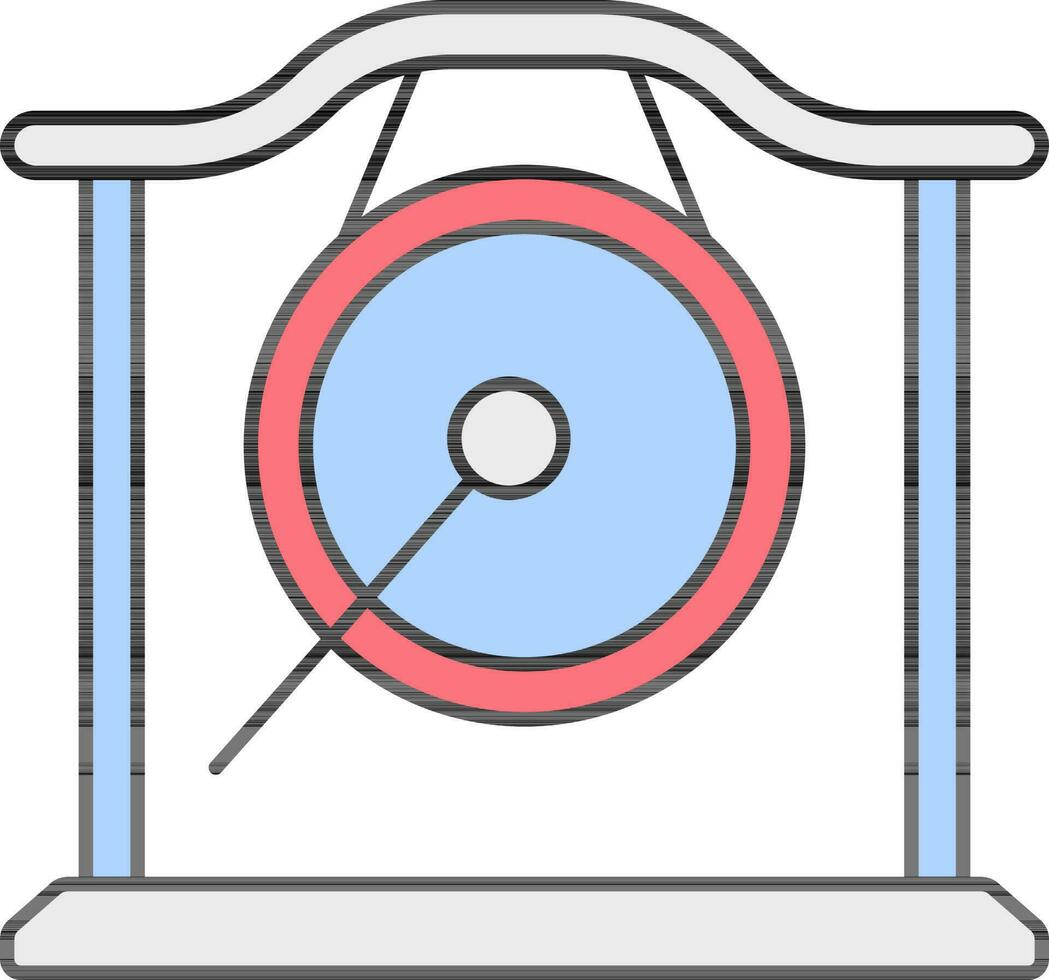 Flat Style Gong Blue And Red Icon. vector