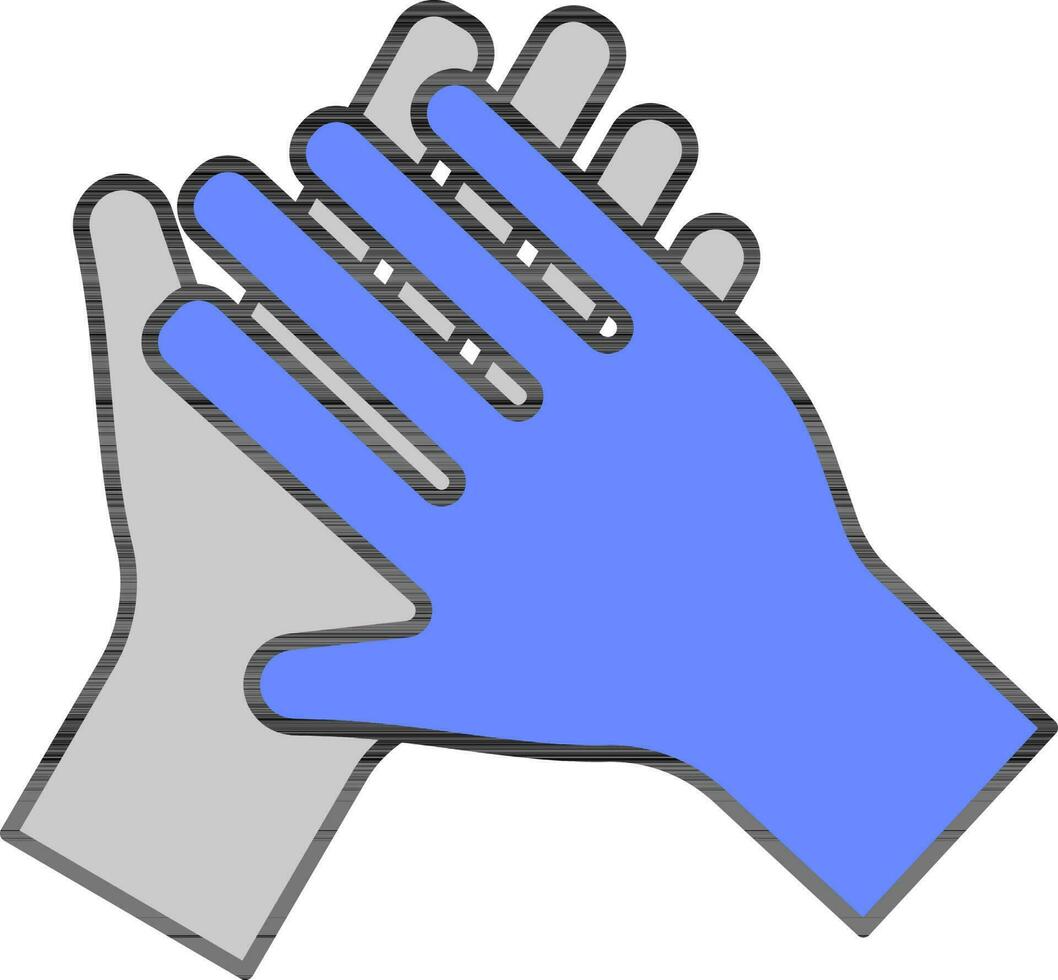 Grey And Blue Together Hand Flat Icon Or Symbol. vector