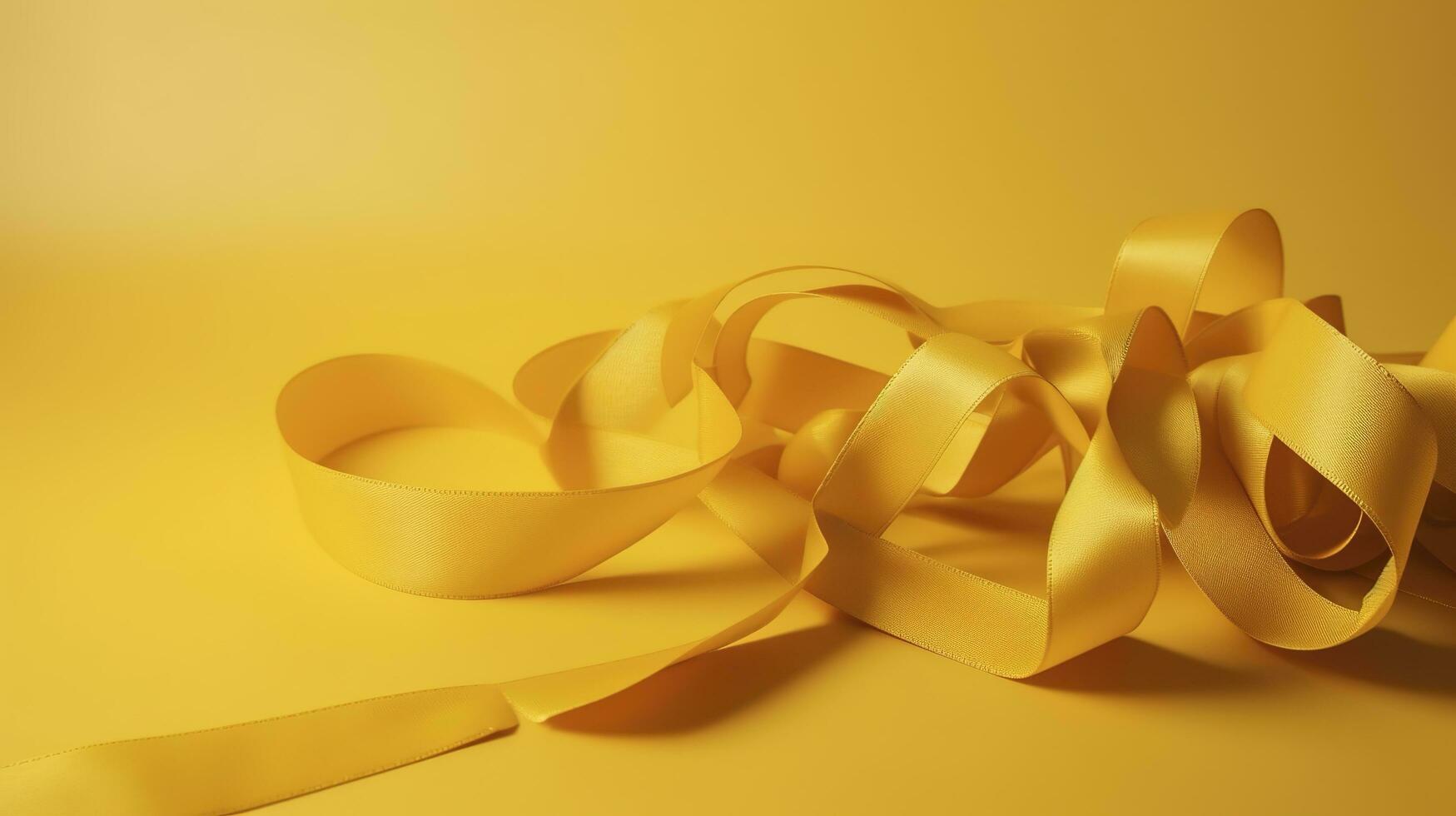 a yellow ribbon is placed on a yellow background, in the style of ultrafine detail, exciting texture, generate ai photo