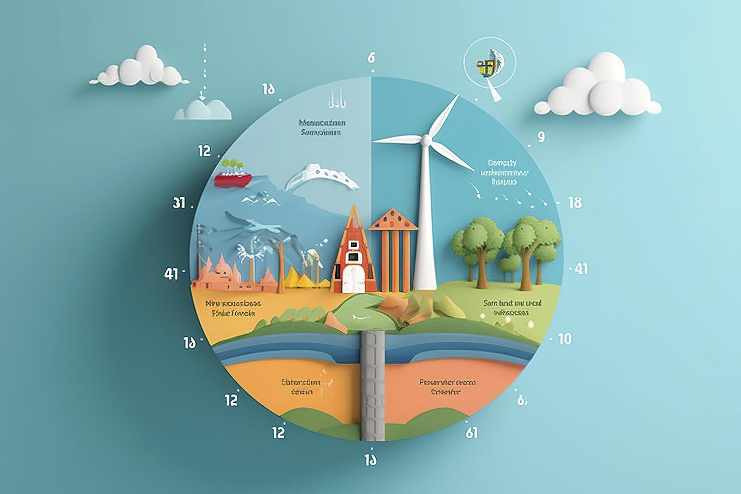 renovable energía por 2050 carbón neutral energía o invernadero gas emisión co2, reducir co2 emisión concepto, generativo ai foto