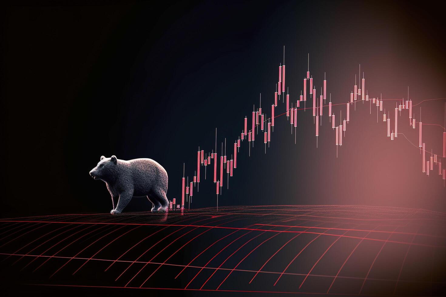 stock bear market red Downward trend charts on the investment trading pessimistic expectations, . photo