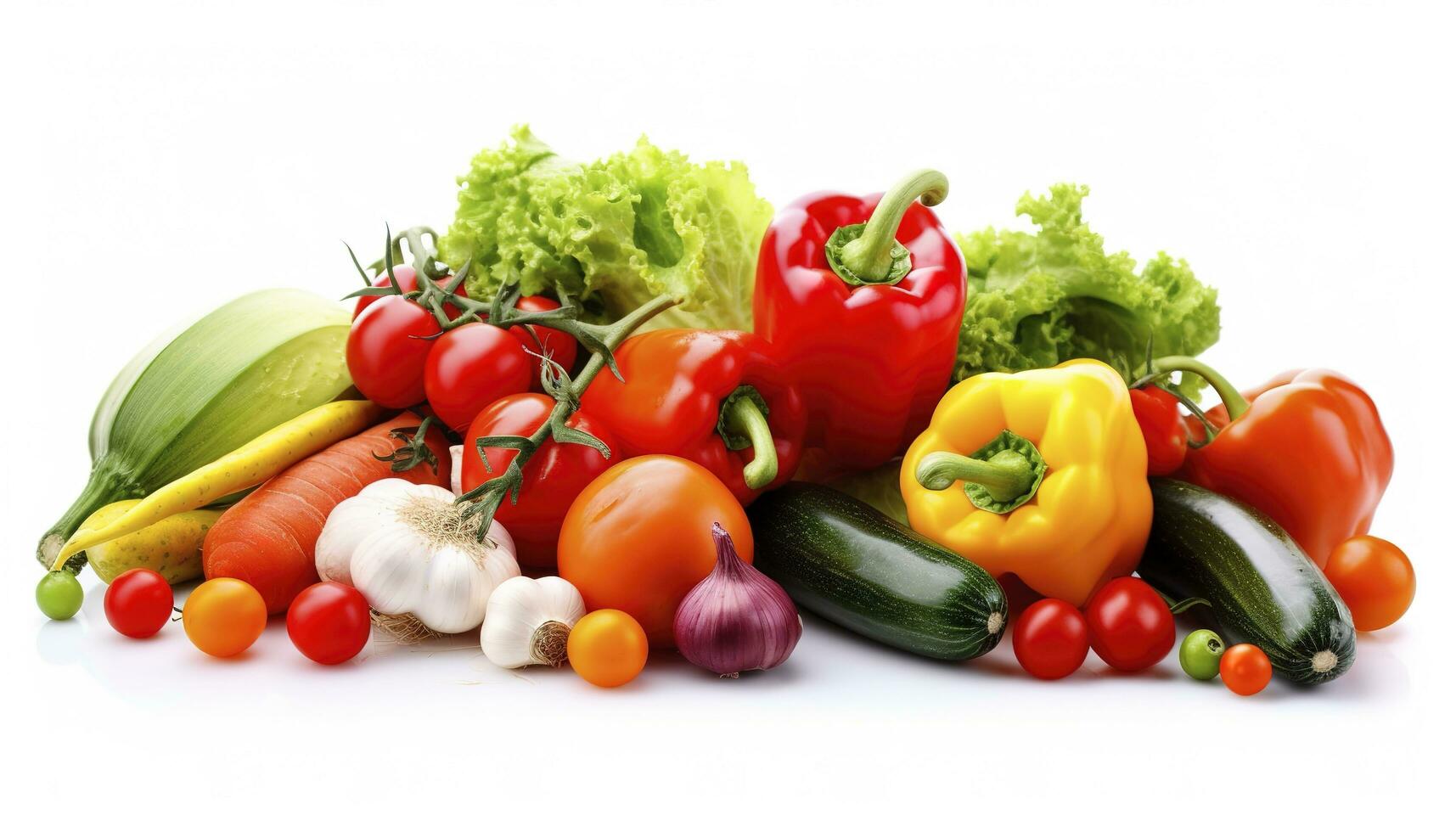 Fresh vegetables on white background. Healthy food concept, generate ai photo