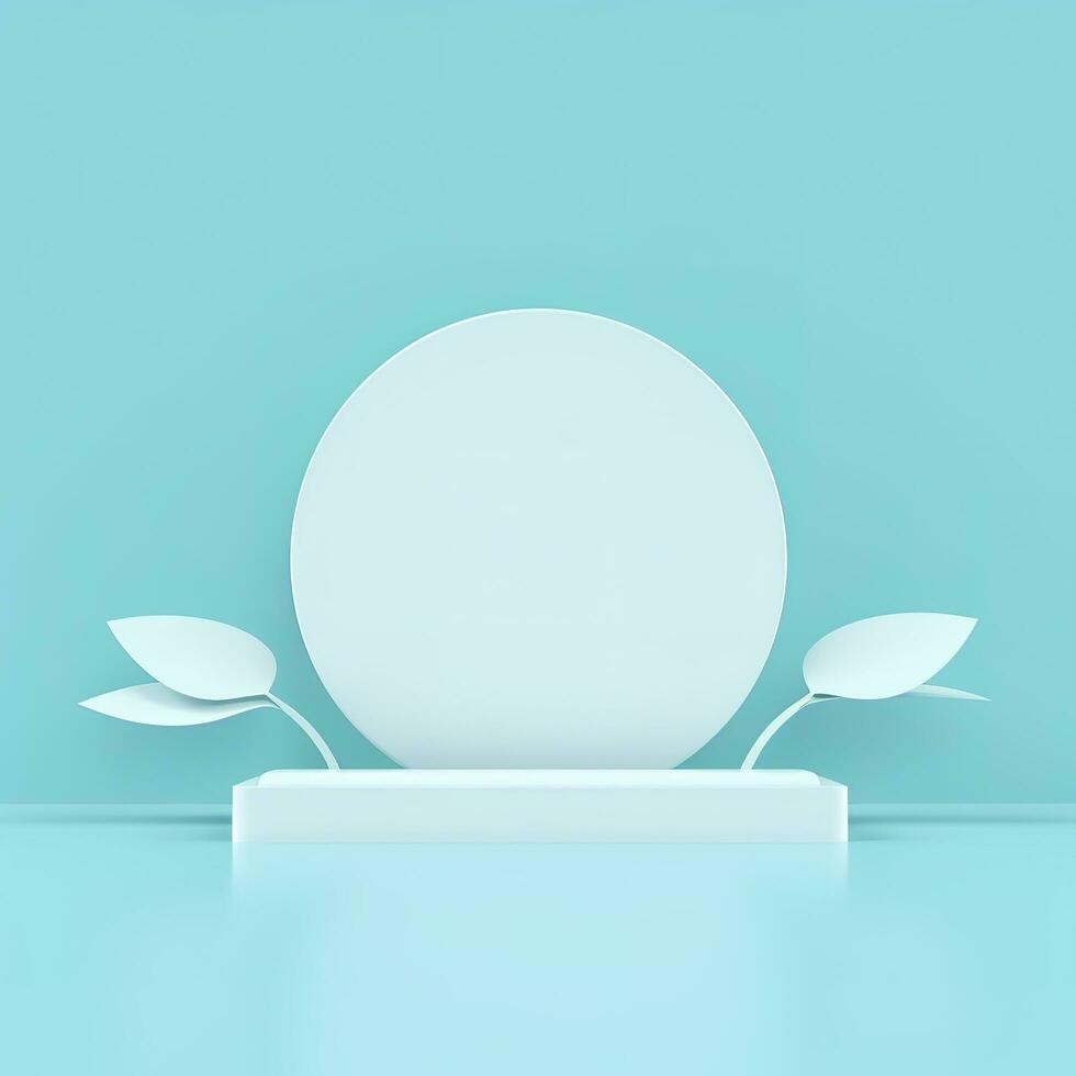 Minimal background. podium and blue background for product presentation. 3d rendering illustration. Luxury podium for product presentation 3d render, generate ai photo