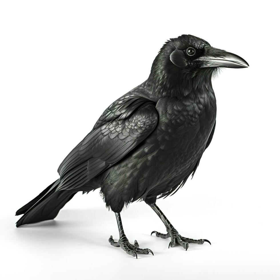 Crow isolated on white background, generate ai photo