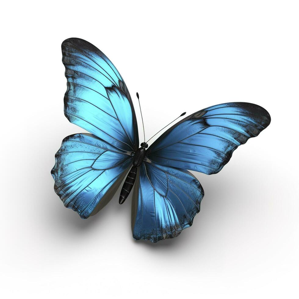 beautiful wings of a blue butterfly isolated on a white background, generate ai photo