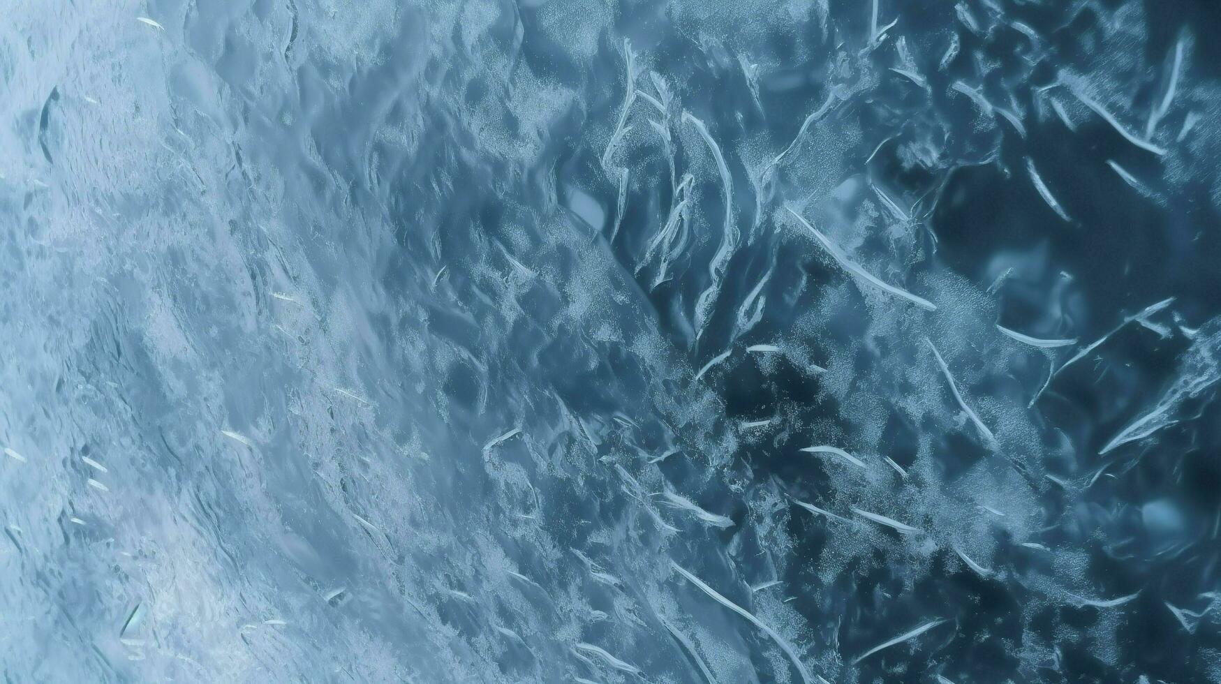 ice surface texture macro shot on a blue wallpaper, Frozen ice texture background wallpaper toned, generate ai photo