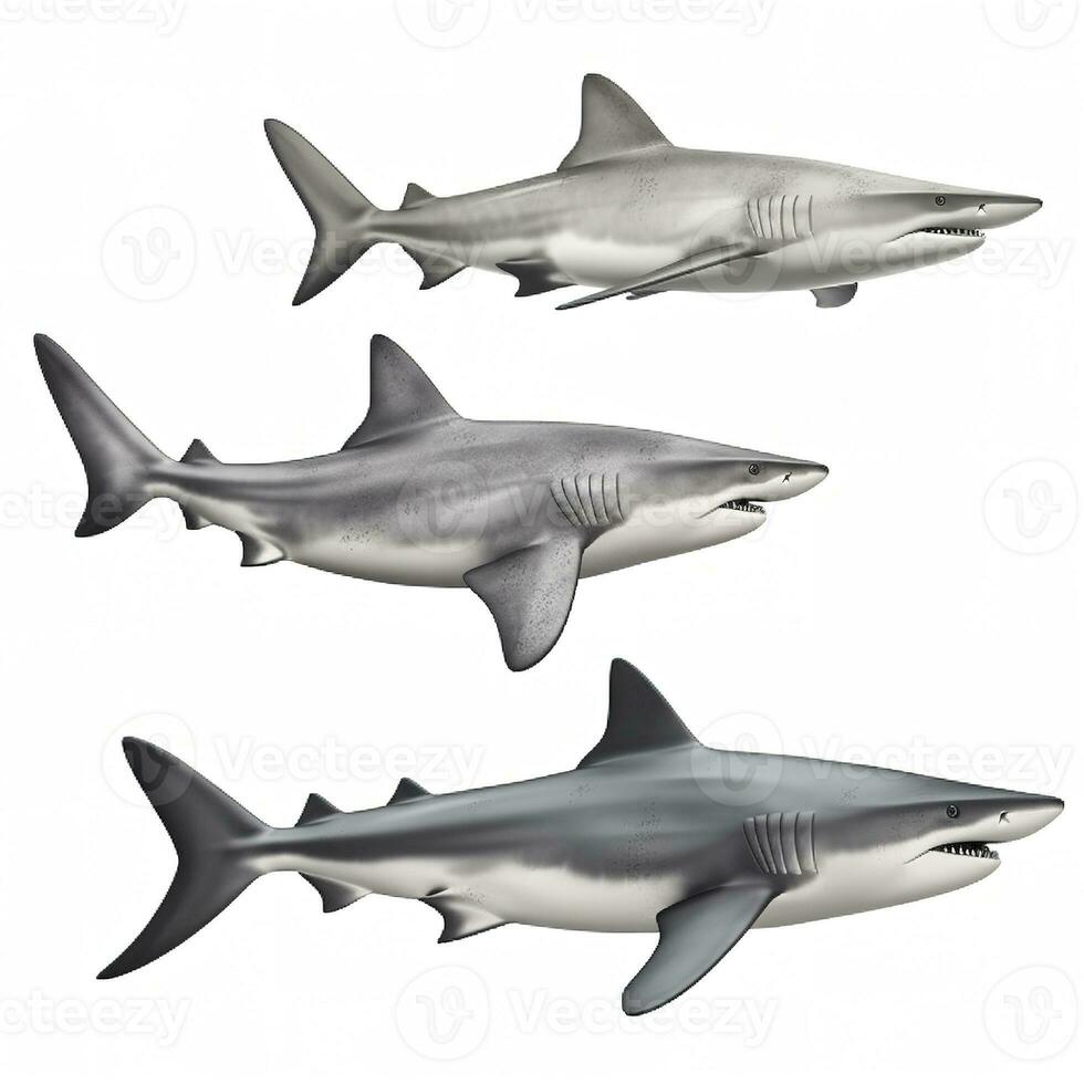 sharks isolated on white background, generate ai photo