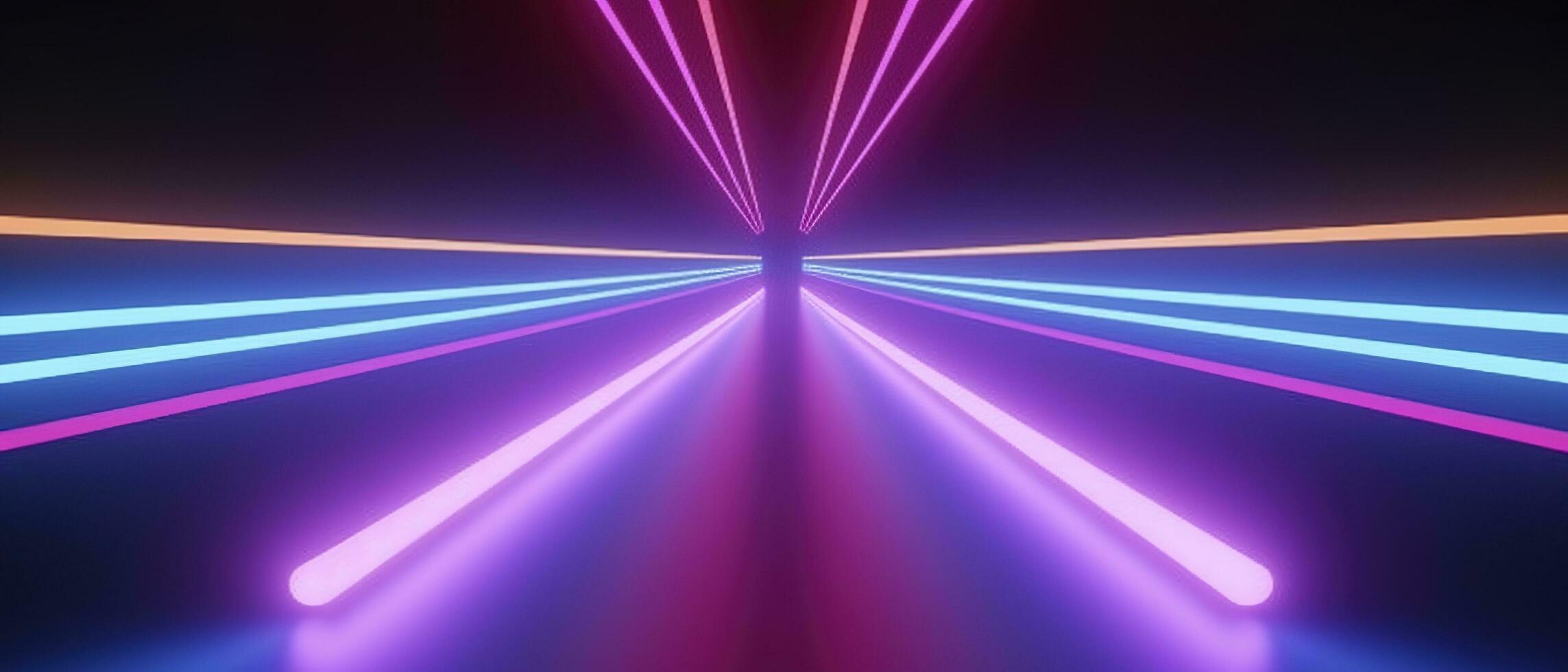 3d rendering, rounded pink blue neon lines, glowing in the dark. Abstract minimalist geometric background. Ultraviolet spectrum. Cyber space. Futuristic wallpaper, generate ai photo