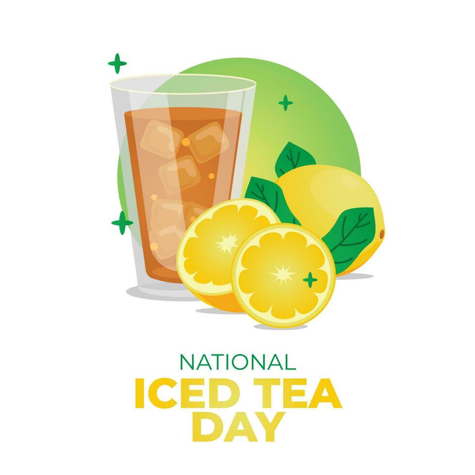 national iced tea day with tea and lemon illustration. summer drink illustration. iced tea vector illustration. lemon illustration