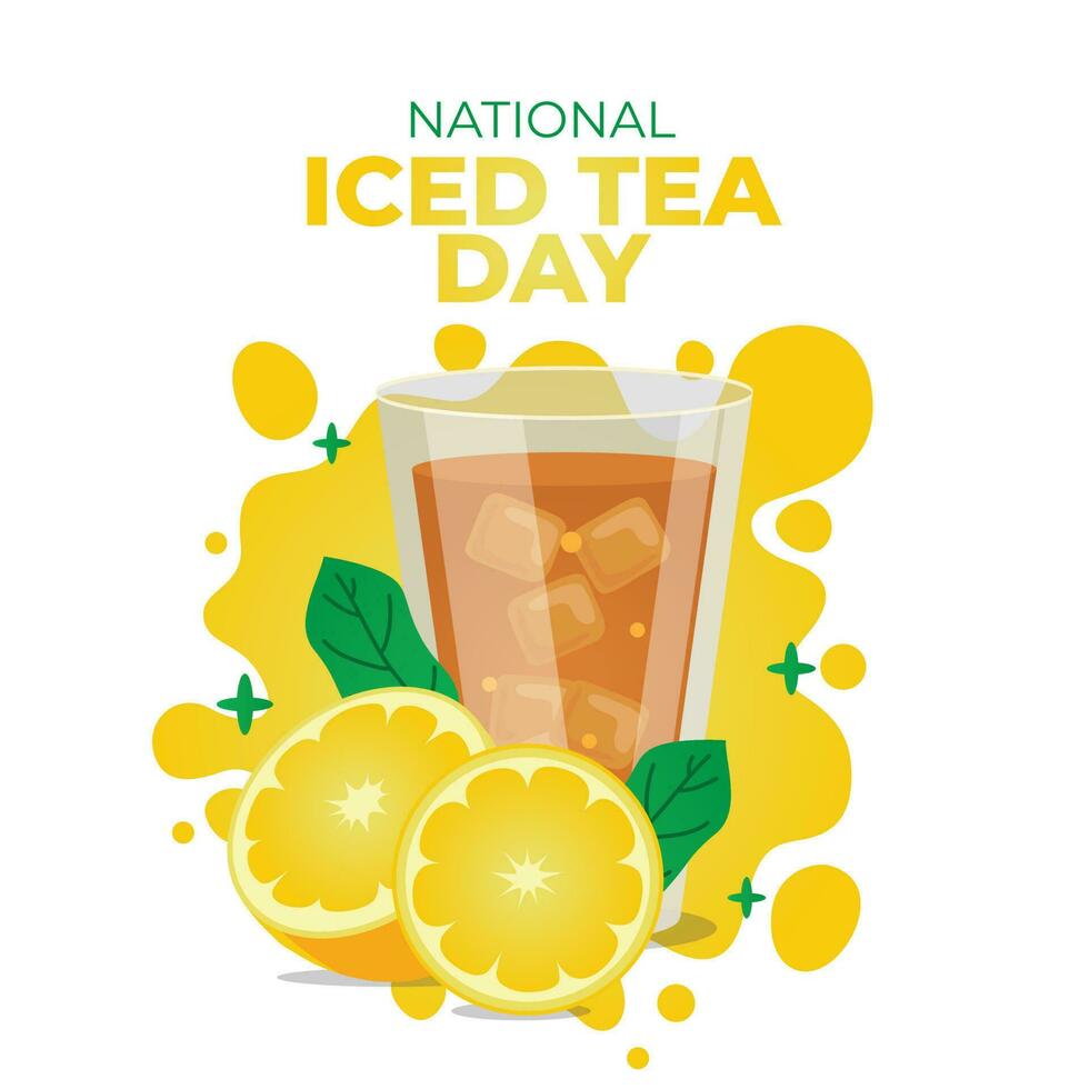 national iced tea day with tea and lemon illustration. summer drink illustration. iced tea vector illustration. lemon illustration