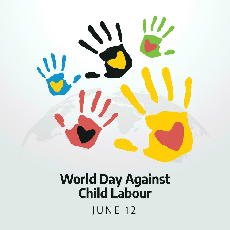 world day against child labour. stop child labour. child labour day. hand illustration. vector