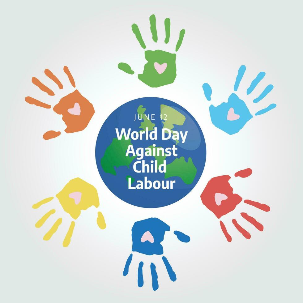 world day against child labour. stop child labour. child labour day. hand illustration. vector