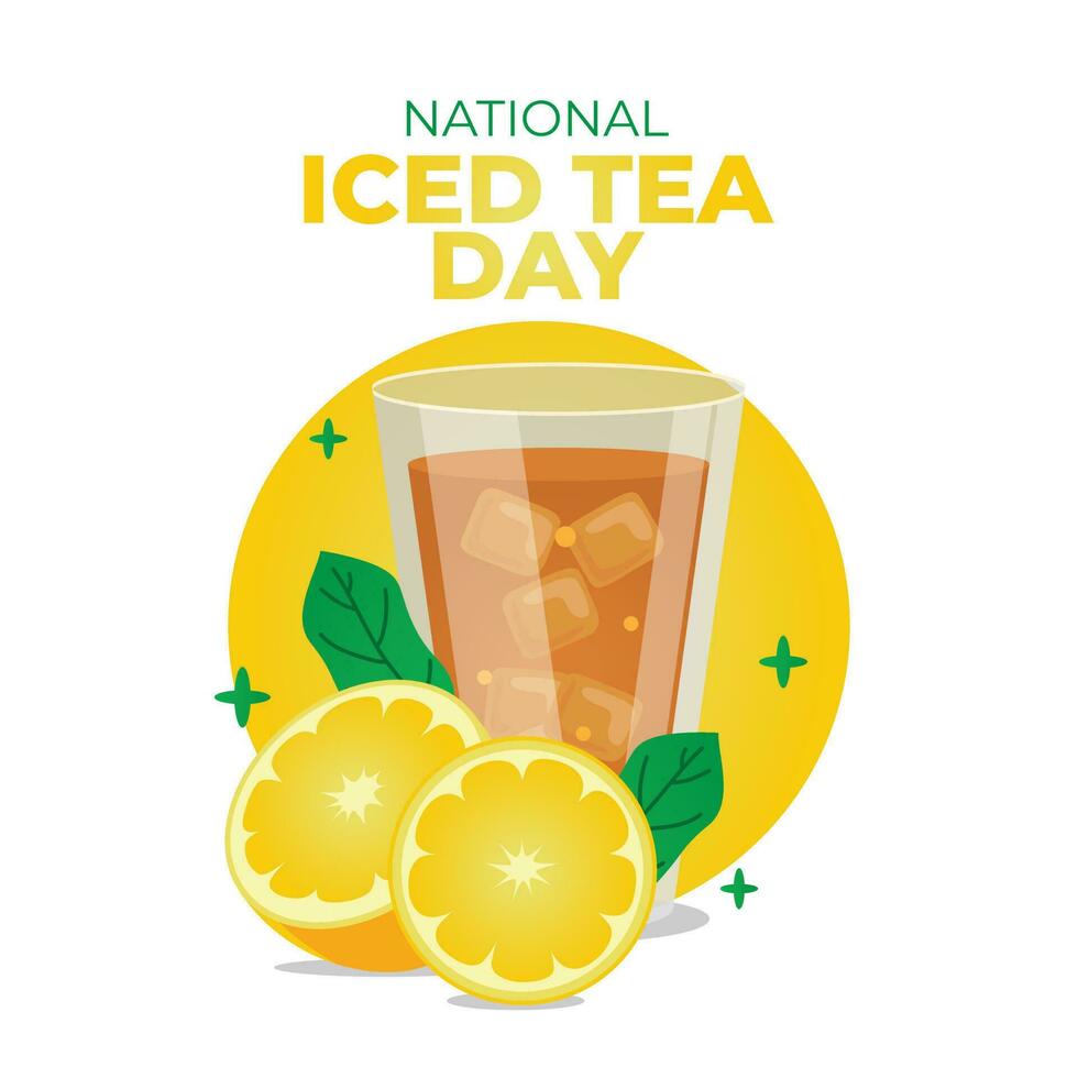 national iced tea day with tea and lemon illustration. summer drink illustration. iced tea vector illustration. lemon illustration