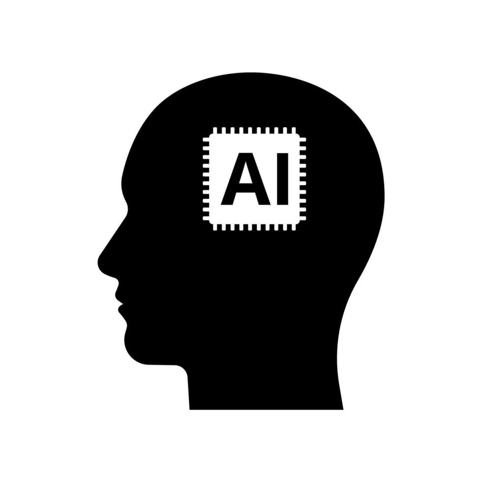 side face human ai silhouette vector icon.