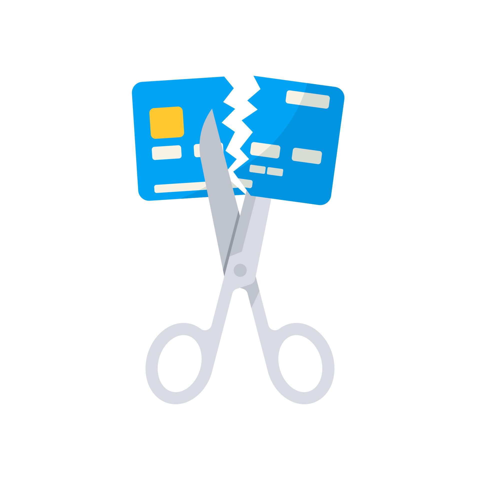 cutting up credit card with scissors 24448480 Vector Art at Vecteezy