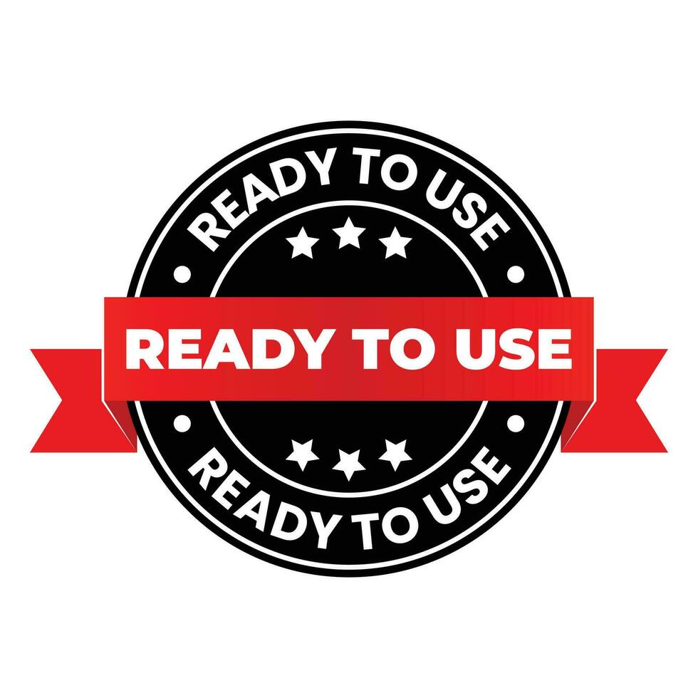 Ready To Use Badge, Ready To Serve Badge, Easy To Use Seal, Emblem, Label, Sticker, Emblem,  Icon, Symbol, Rubber, Stamp, Patch, Logo, Packaging Design Element, Vector Illustration