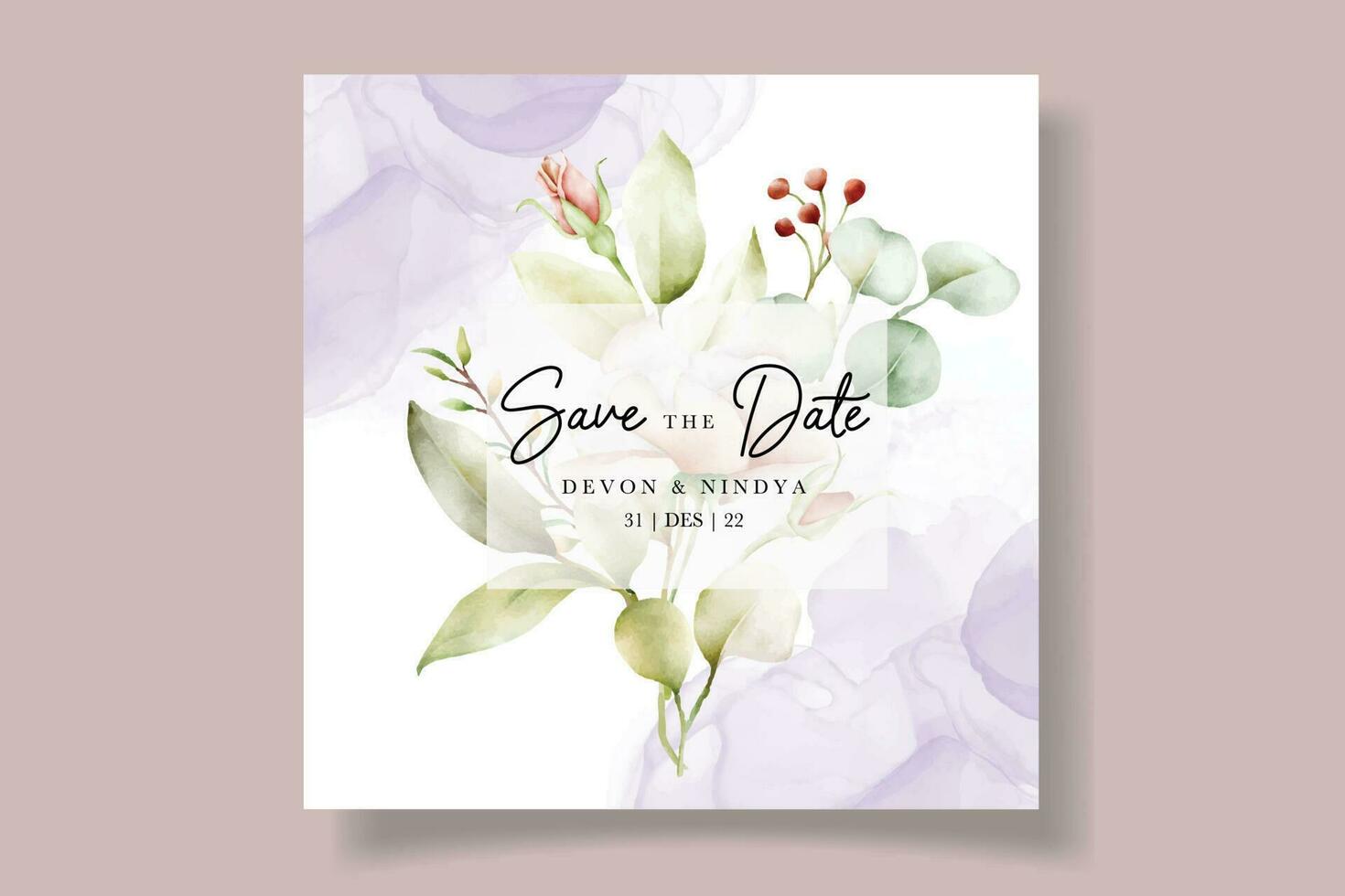 elegante Boda invitación tarjeta con hermosa acuarela rosas vector