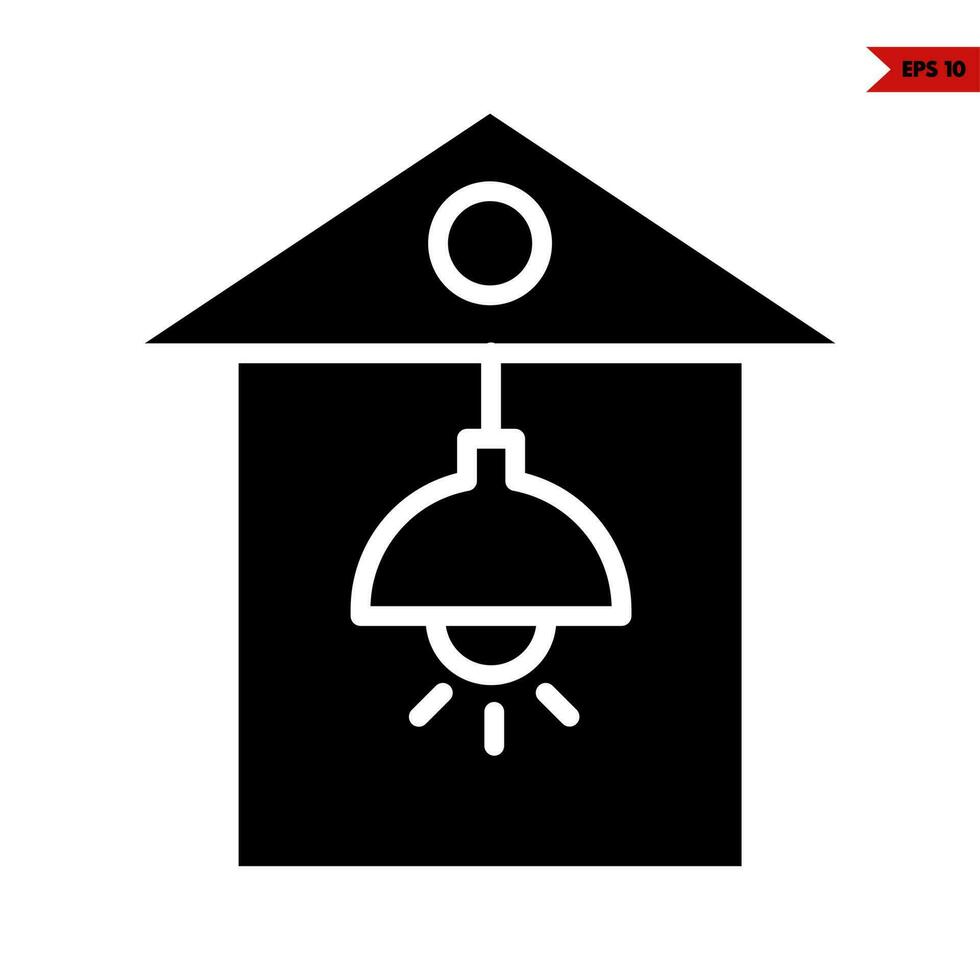 lamp in home glyph icon vector