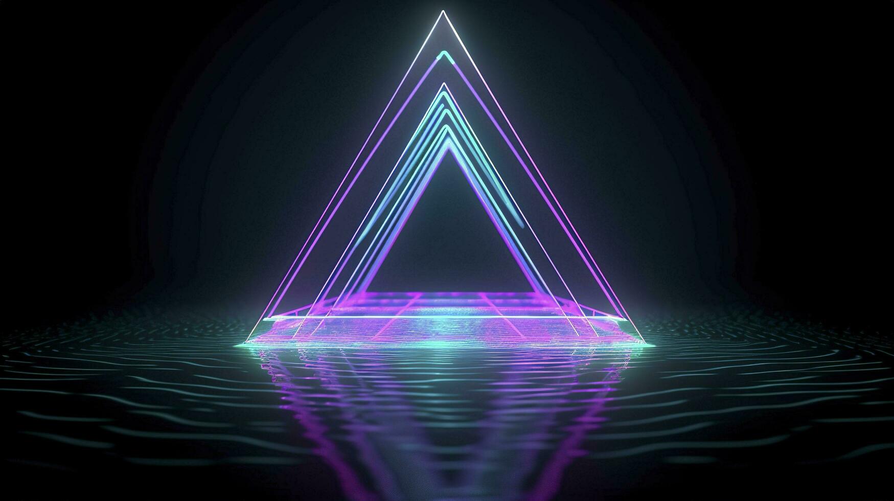 neon triangle background isolated on dark background, vector illustration, style zachowcin, in the style of neon and fluorescent light, neon realism, generat ai photo