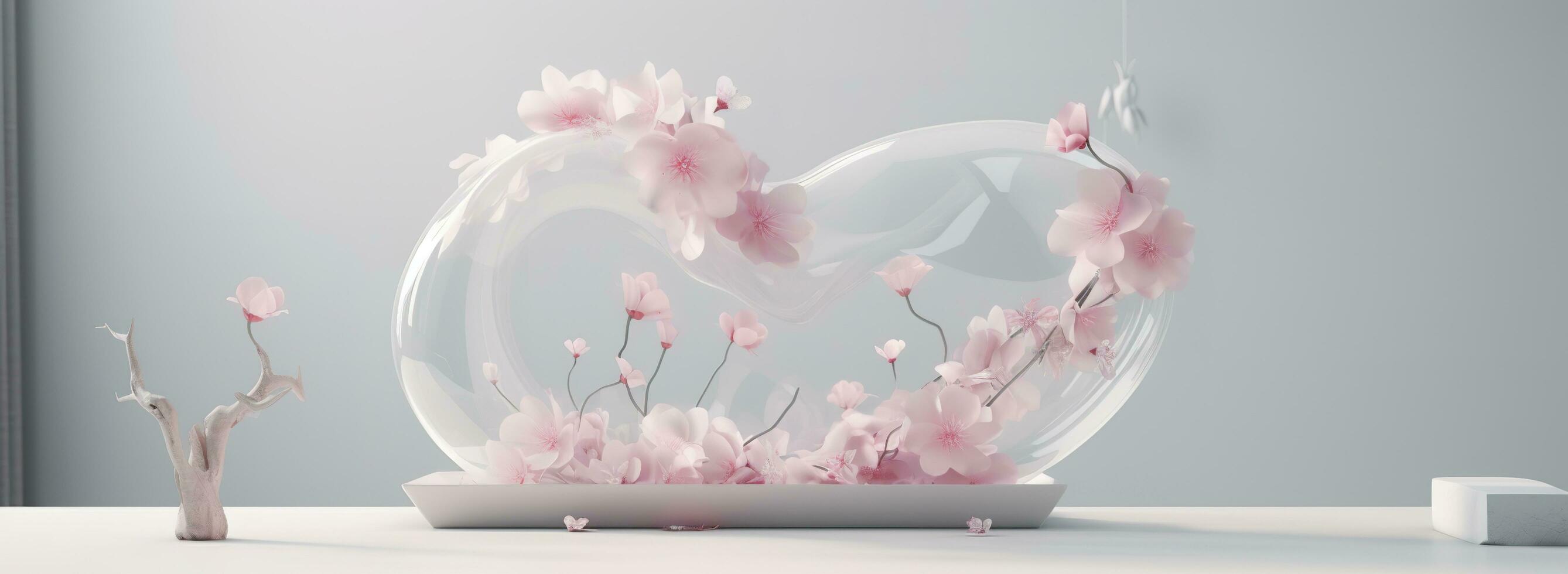 heart shape sculpture with pink flowers in a white frame, in the style of motion blur panorama, kawaii manga, photo bashing, sony alpha a1, detailed character design, bulbous, generate ai