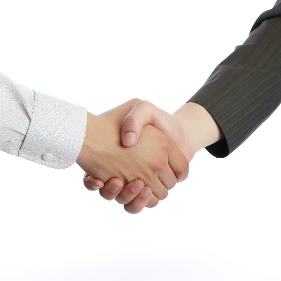 Handshake isolated on white background, generate ai photo