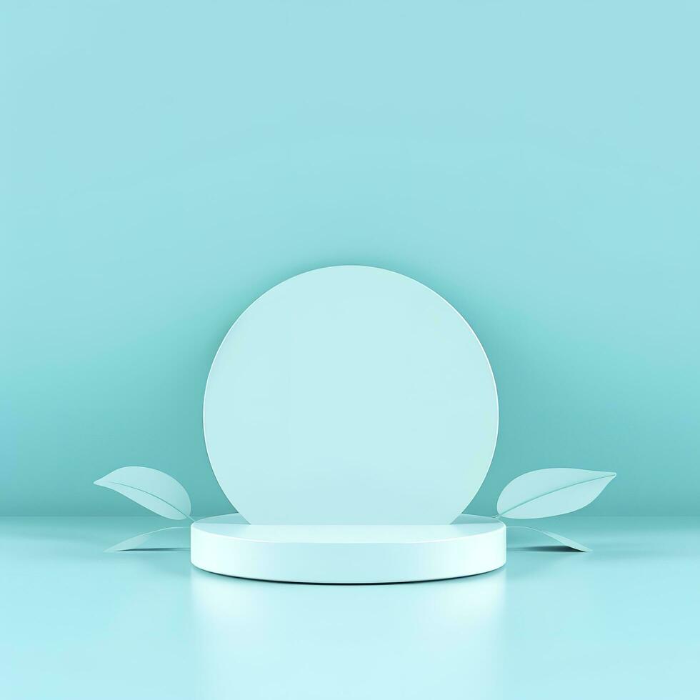 Minimal background. podium and blue background for product presentation. 3d rendering illustration. Luxury podium for product presentation 3d render, generate ai photo