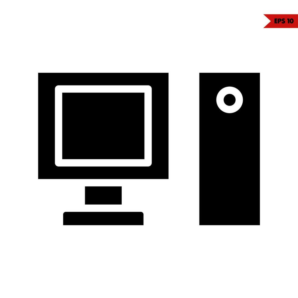 computer with pc computer glyph icon vector
