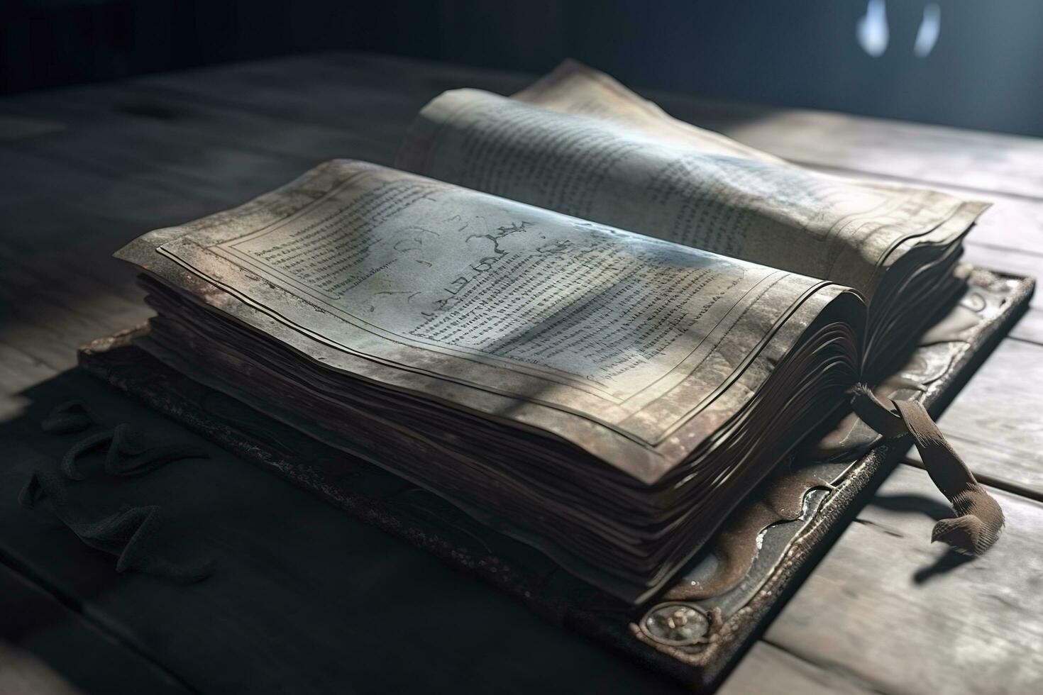 pages of an open old book , generate ai photo