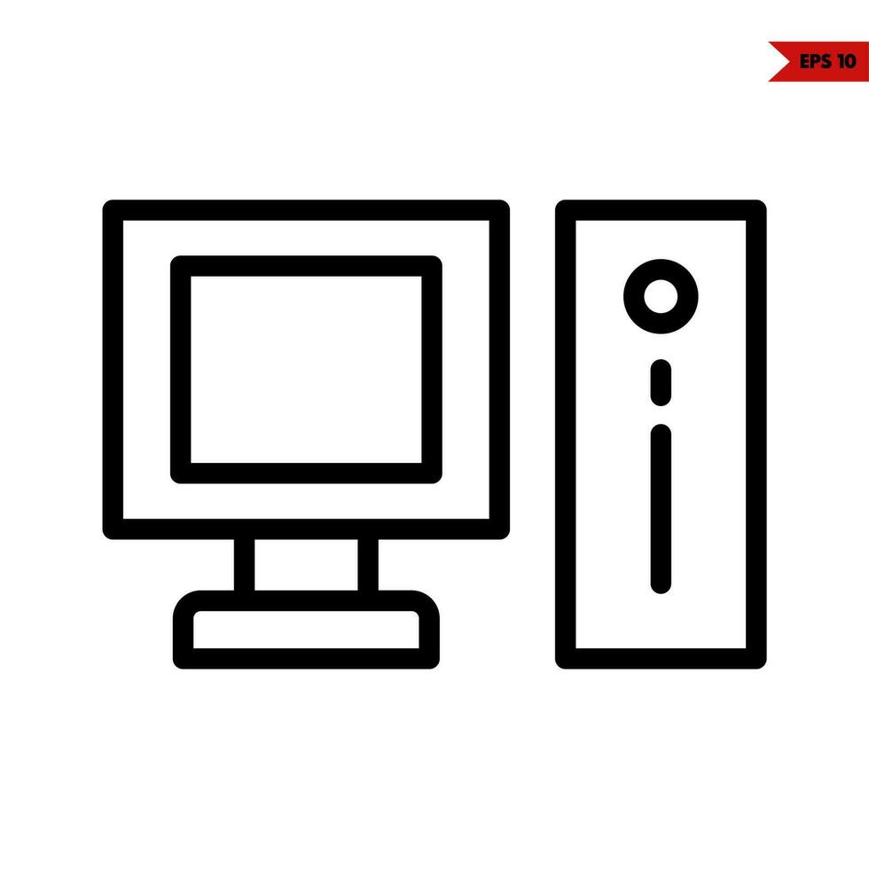 computer  with pc line icon vector