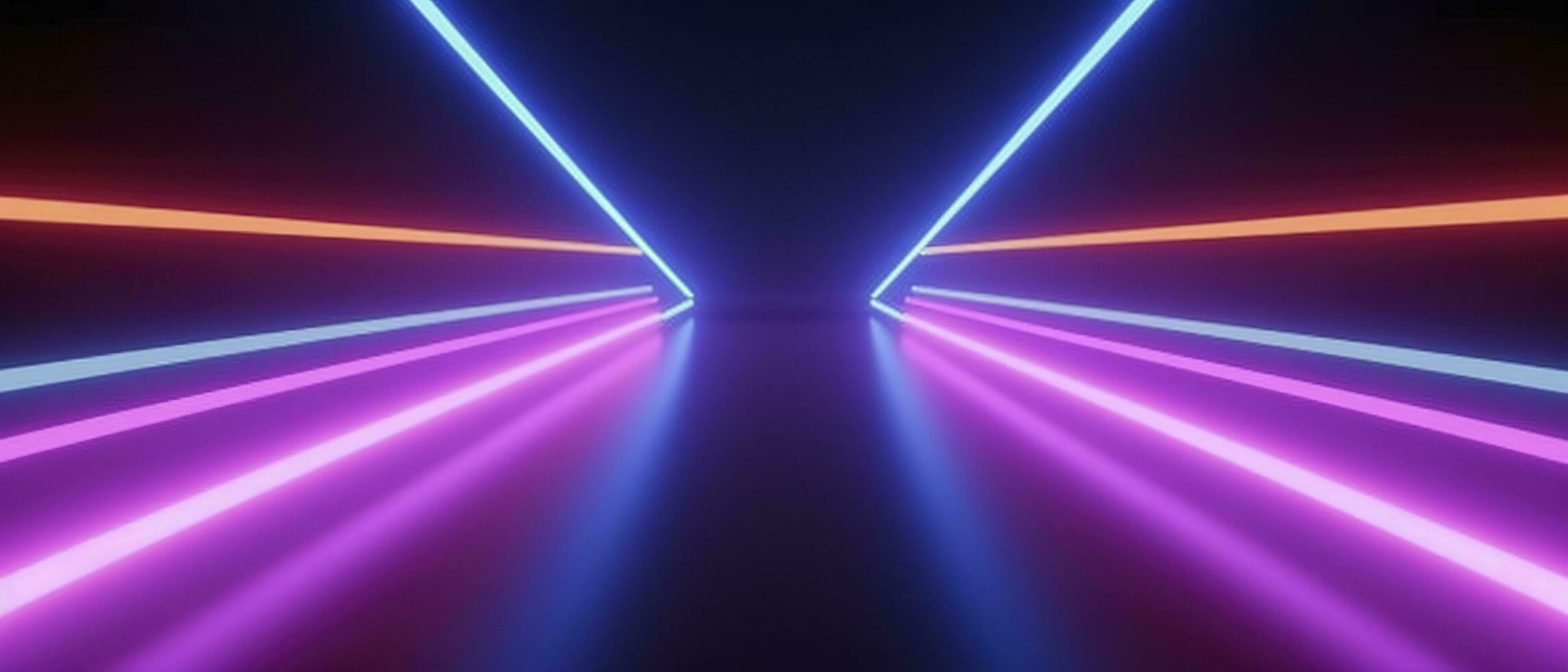 3d rendering, rounded pink blue neon lines, glowing in the dark. Abstract minimalist geometric background. Ultraviolet spectrum. Cyber space. Futuristic wallpaper, generate ai photo