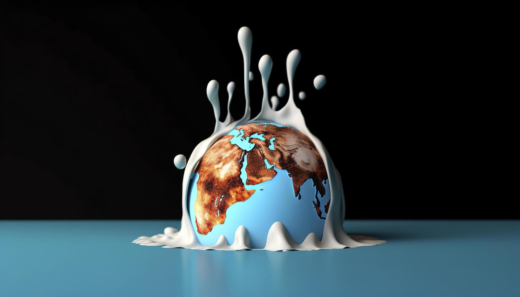 Earth melting by global warming or climate change problem, photo