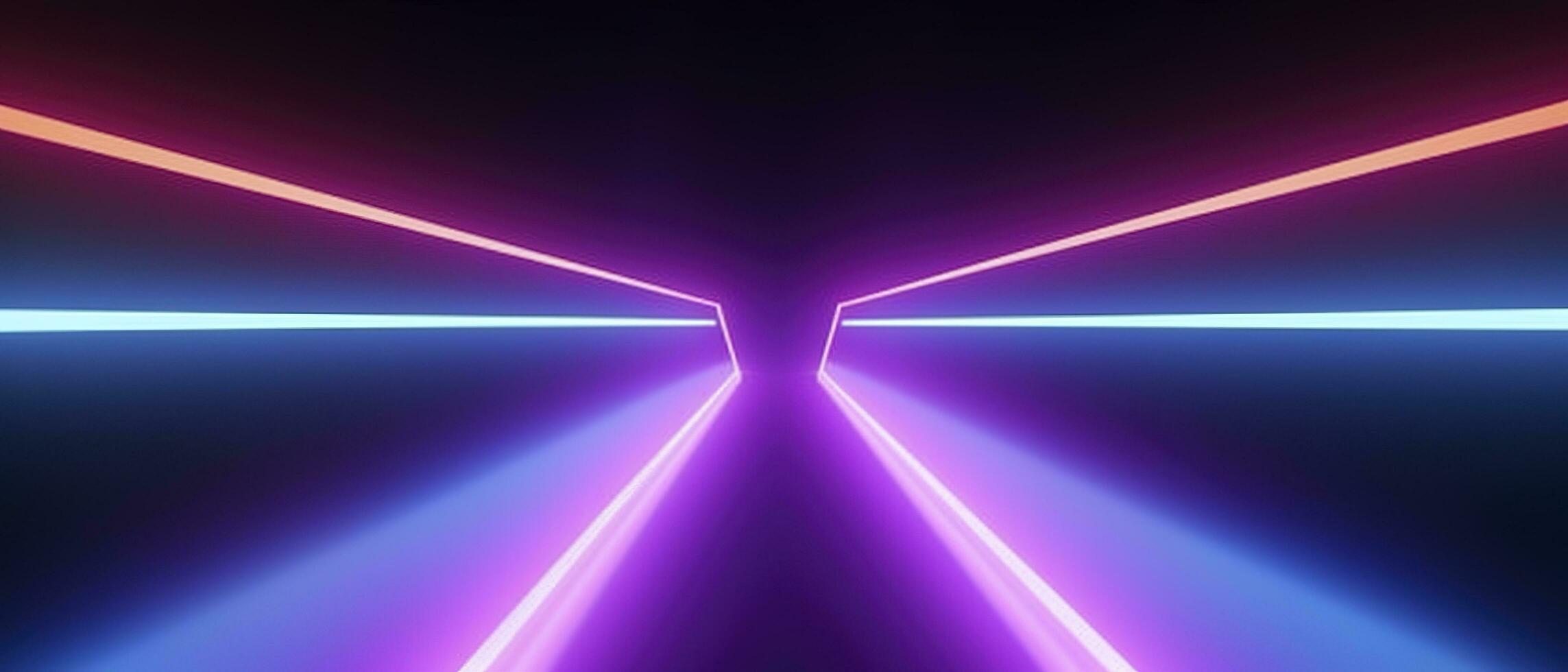 3d rendering, rounded pink blue neon lines, glowing in the dark. Abstract minimalist geometric background. Ultraviolet spectrum. Cyber space. Futuristic wallpaper, generate ai photo