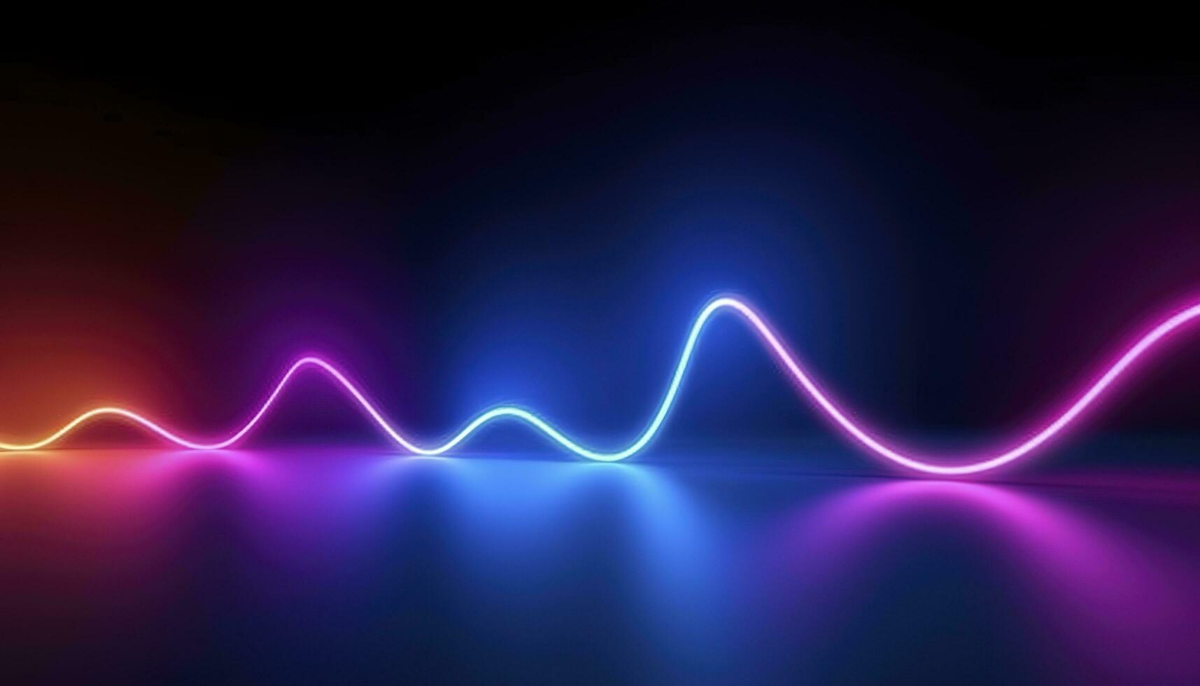 3d rendering, the abstract background of colorful neon wavy lines glowing in the dark. Modern simple wallpaper, generates ai photo