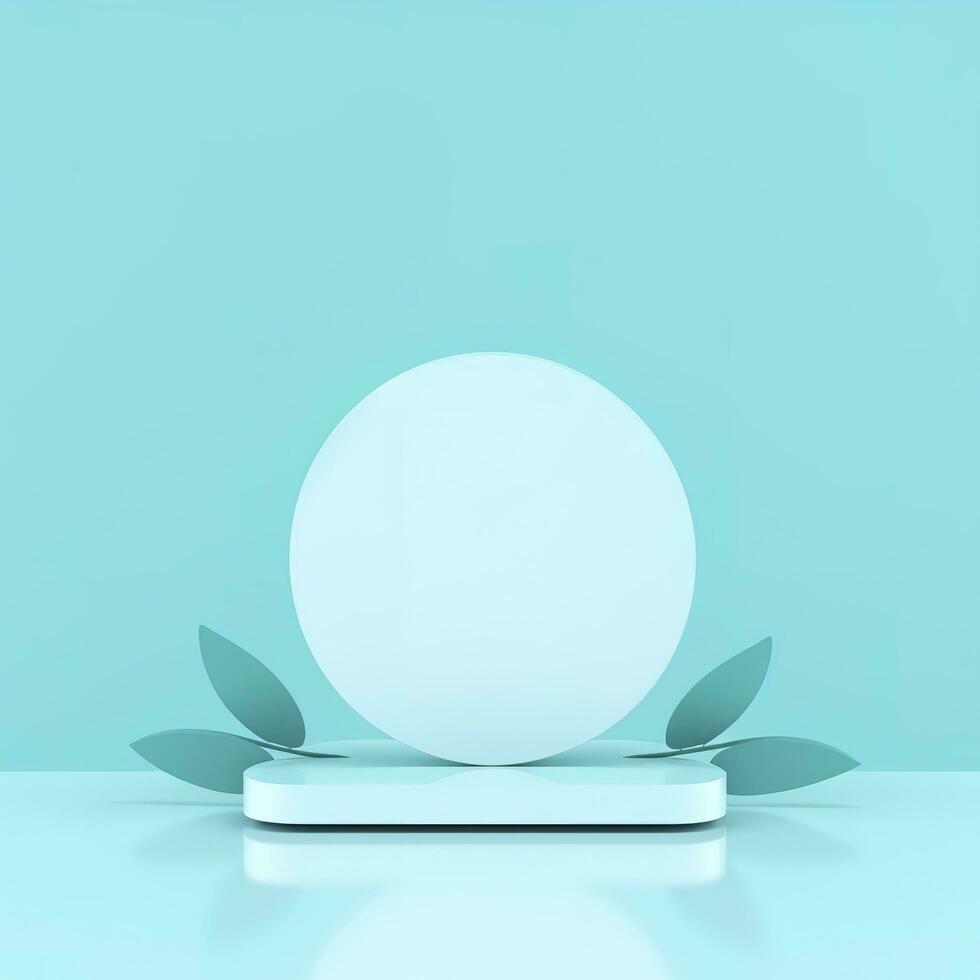 Minimal background. podium and blue background for product presentation. 3d rendering illustration. Luxury podium for product presentation 3d render, generate ai photo