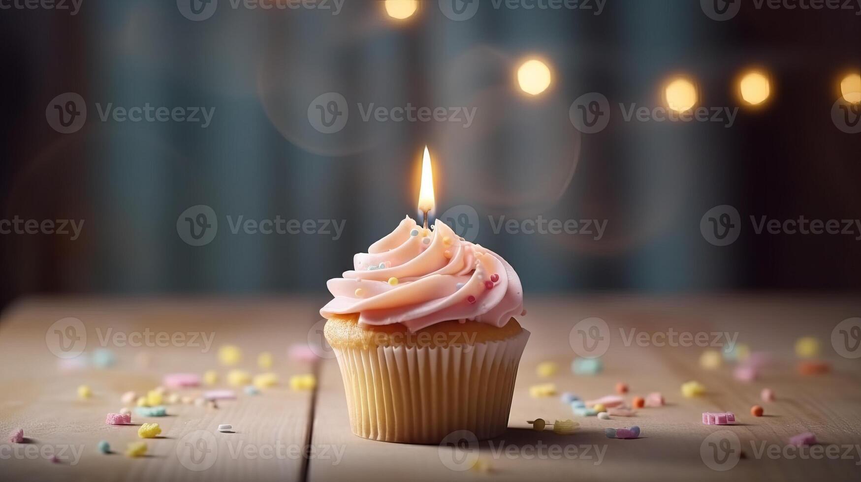 Happy Birthday background with cupcake. Illustration photo