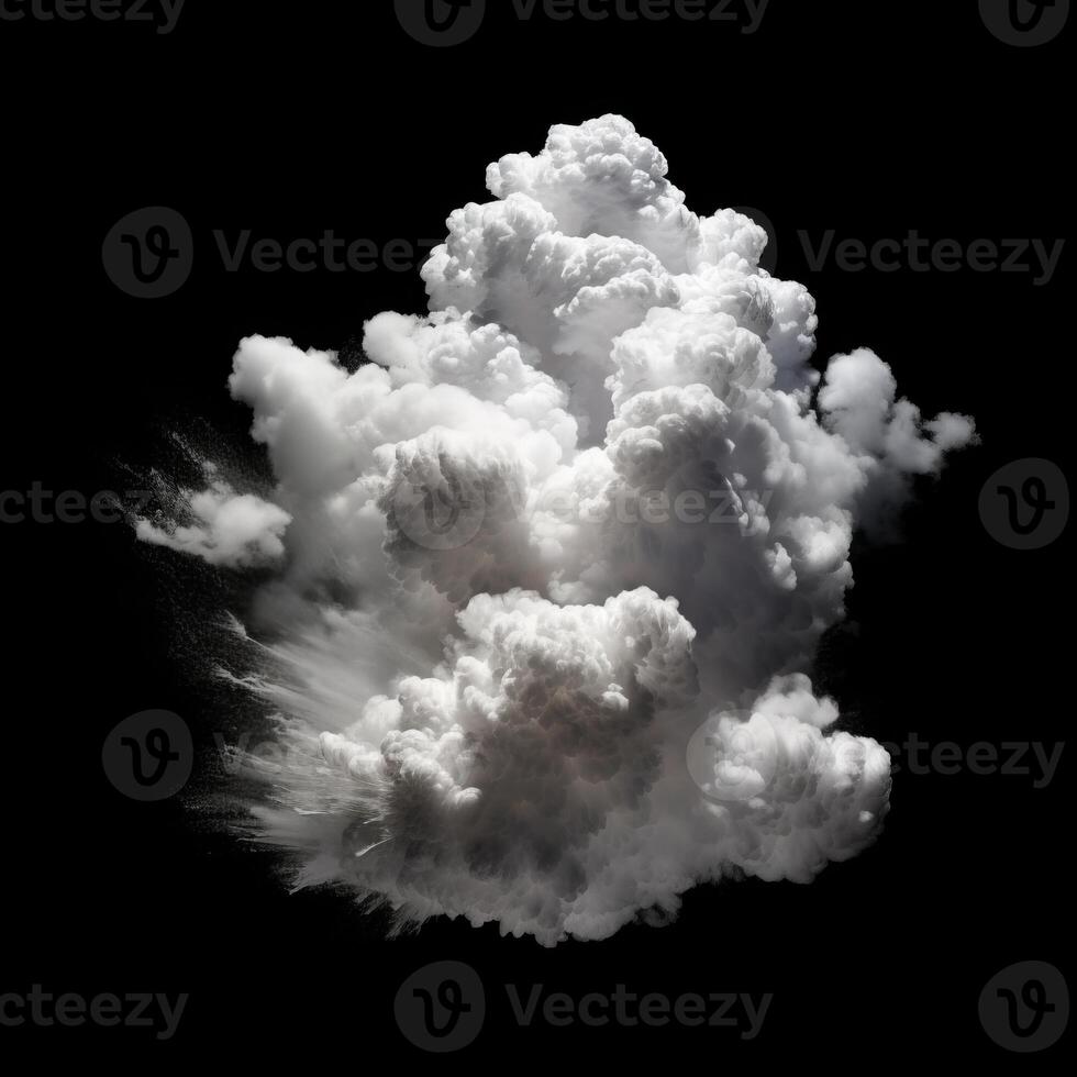 Cloud isolated on black background. Illustration photo
